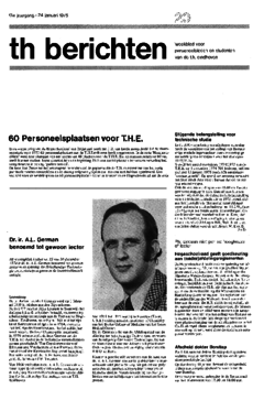 Voorzijde van magazine: TH berichten 20 - 24 januari 1975