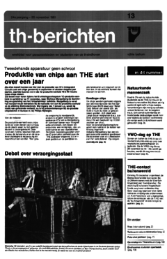 Voorzijde van magazine: TH berichten 13 - 20 november 1981