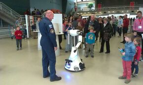 AMIGO meets astronaut. Foto | TechUnited AMIGO meets astronaut. Foto | TechUnited