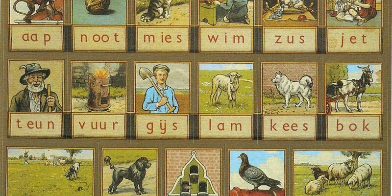 Het klassieke leesplankje waarmee Nederlandse schoolkinderen vroeger leerden lezen en schrijven.