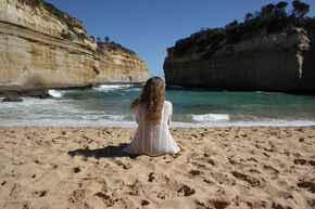 Iris op een van de vele stranden op Great Ocean Road.