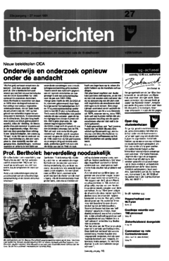 Voorzijde van magazine: TH berichten 27 - 27 maart 1981