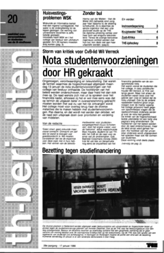 Voorzijde van magazine: TH berichten 20 - 17 januari 1986