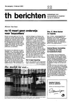 Voorzijde van magazine: TH berichten 22 - 2 februari 1973