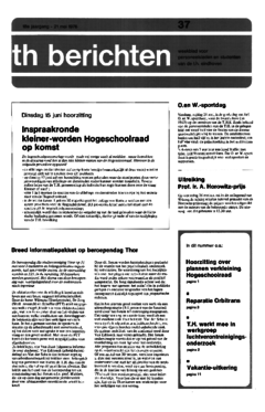 Voorzijde van magazine: TH berichten 37 - 21 mei 1976