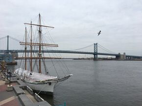Uitzicht op de Delaware River vanuit Philadelphia. Uitzicht op de Delaware River vanuit Philadelphia.