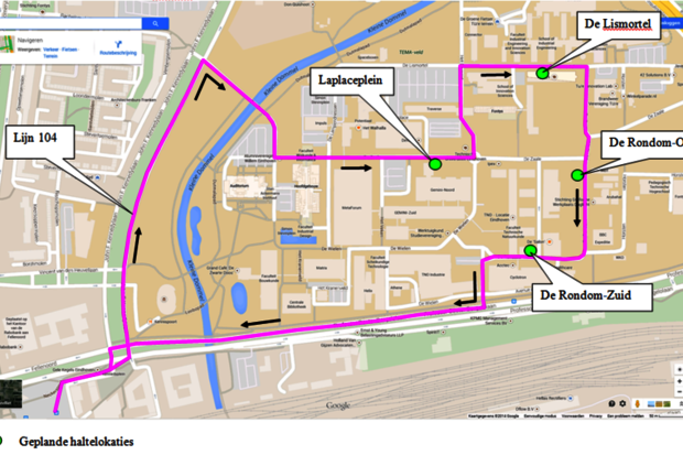 Bus 104 across campus also runs in 2016