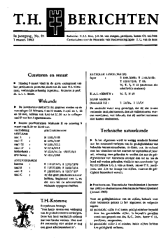 Voorzijde van magazine: TH berichten 21 - 1 maart 1963