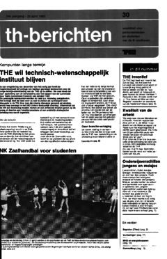 Voorzijde van magazine: TH berichten 30 - 20 april 1982