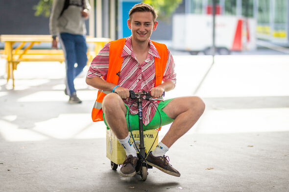 Harmen Meijer on the beer crate racer. Photo Rien Boonstoppel