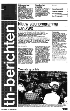 Voorzijde van magazine: TH berichten 5 - 23 september 1983