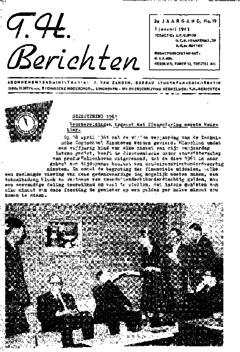 Voorzijde van magazine: TH berichten 19 - 1 januari 1961