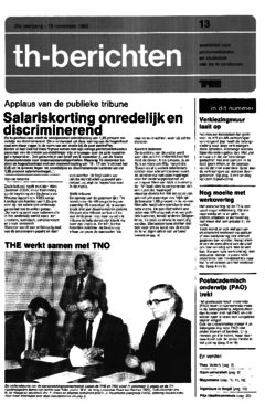 Voorzijde van magazine: TH berichten 13 - 19 november 1982