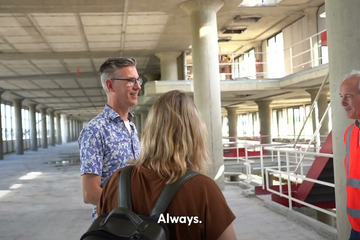 The interior of Gemini-Zuid is almost unrecognizable now that the building has been demolished down to the concrete. Former ...