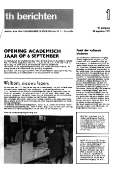 Voorzijde van magazine: TH berichten 1 - 30 augustus 1971