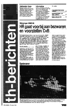 Voorzijde van magazine: TH berichten 21 - 27 januari 1984