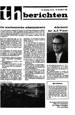 Voorzijde van magazine: TH berichten 14 - 10 december 1965