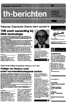 Voorzijde van magazine: TH berichten 21 - 25 januari 1980