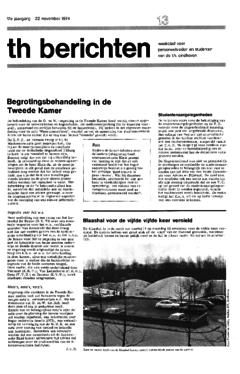 Voorzijde van magazine: TH berichten 13 - 22 november 1974