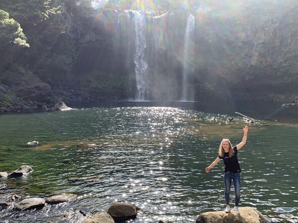 Rainbow waterfalls, 'een van de mooiste watervallen van Nieuw-Zeeland'. Foto | Privé-archief Joni Simons