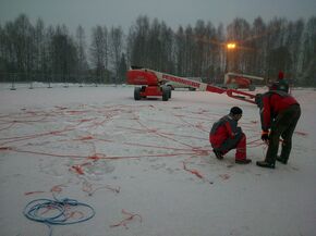 Voorbereidingen voor de ijskoepel in Finland.
