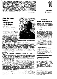 Voorzijde van magazine: TH berichten 19 - 22 januari 1971