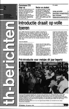 Voorzijde van magazine: TH berichten 2 - 22 augustus 1984