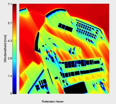 Voorbeeld van een windanalyse die de computermodellen opleveren. Foto | Bert Blocken / TU/e